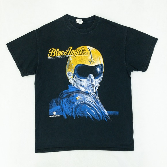 Gildan Other - Blue Angels Tee Shirt Mens Medium Black Graphic Pilot Jet Gildan Double Loop